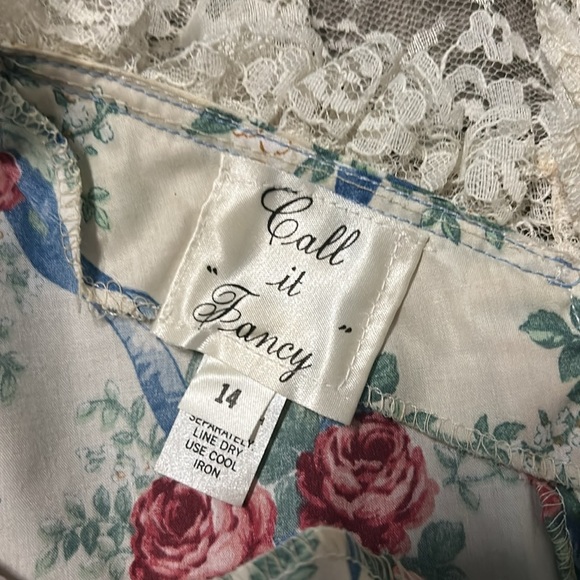 Vintage Call It Fancy Beige Floral Crew Neck size size 14 - Picture 7 of 8